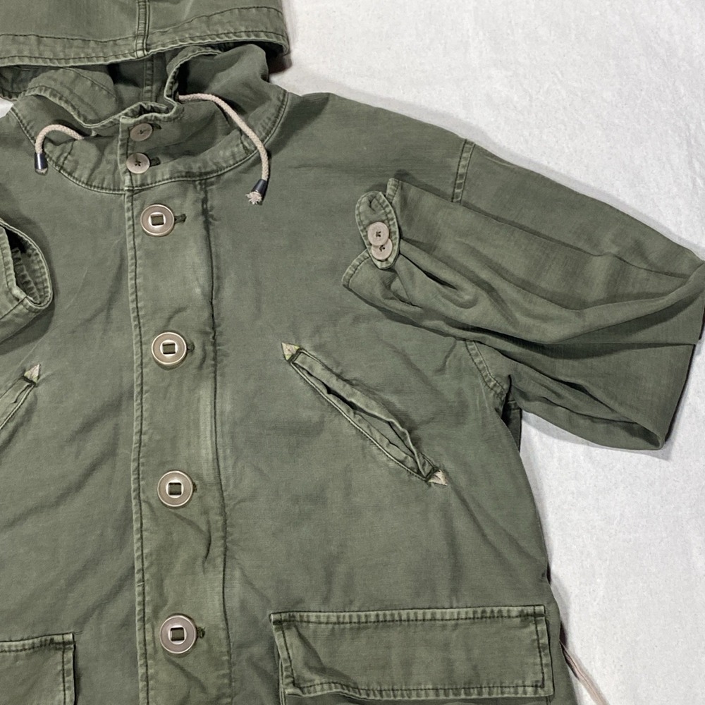 Free People Joshua Tree Utility Military Style Hooded Cotton Jacket Moss sz Sm - Picture 3 of 16